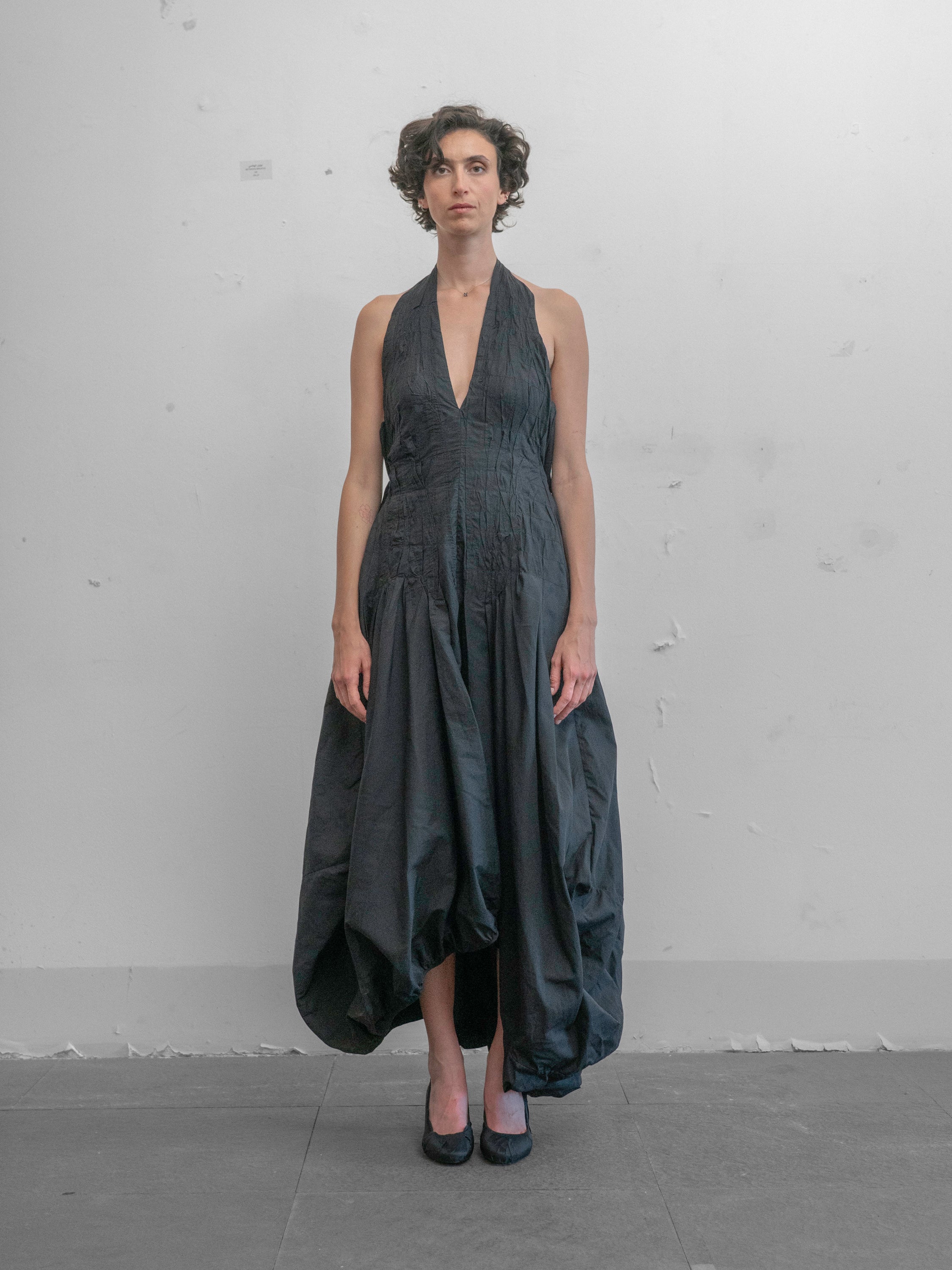 CREASED DRAPED DRESS